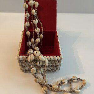 Shell Jewelry Box and 2 Vintage 18" Puka Shell Necklaces; Beachy and Unique